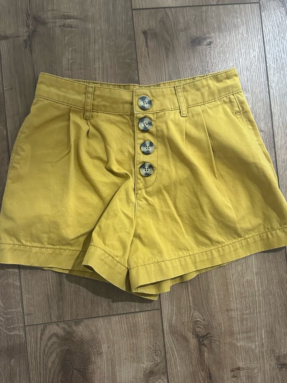BDG Mustard Yellow High Waist Button-Front Shorts
